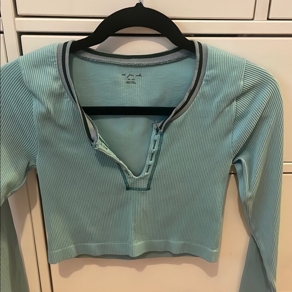 Urban Outfitters Teal Ribbed Crop Top
